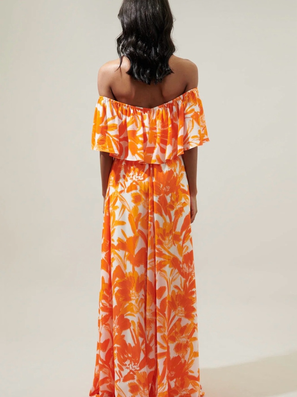 NWT Sugarlips Tropical Dreamsicle Enamored Off The Shoulder Ruffle Dress Large - Picture 2 of 9